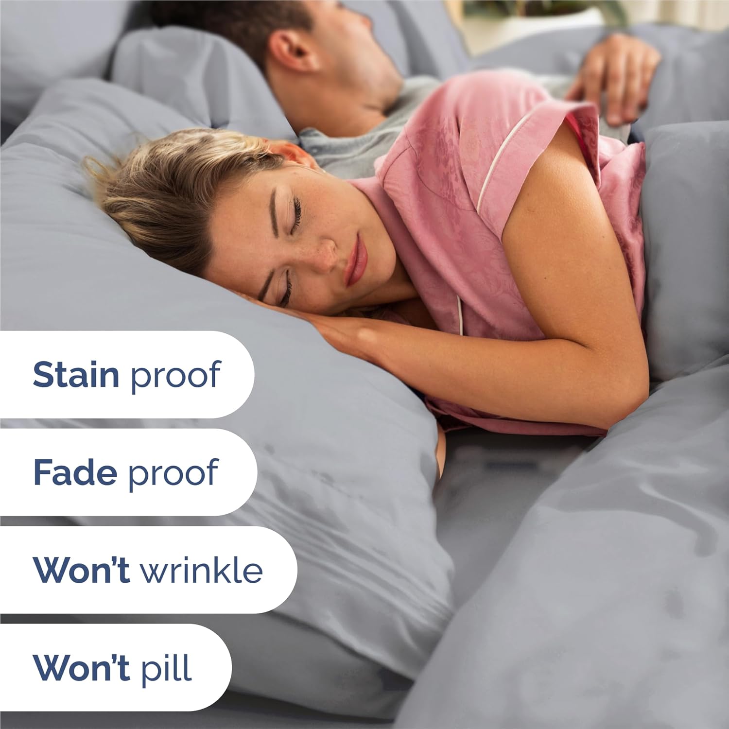 King Size 4 Piece Sheet Set - Breathable & Cooling Sheets - Steel Blue