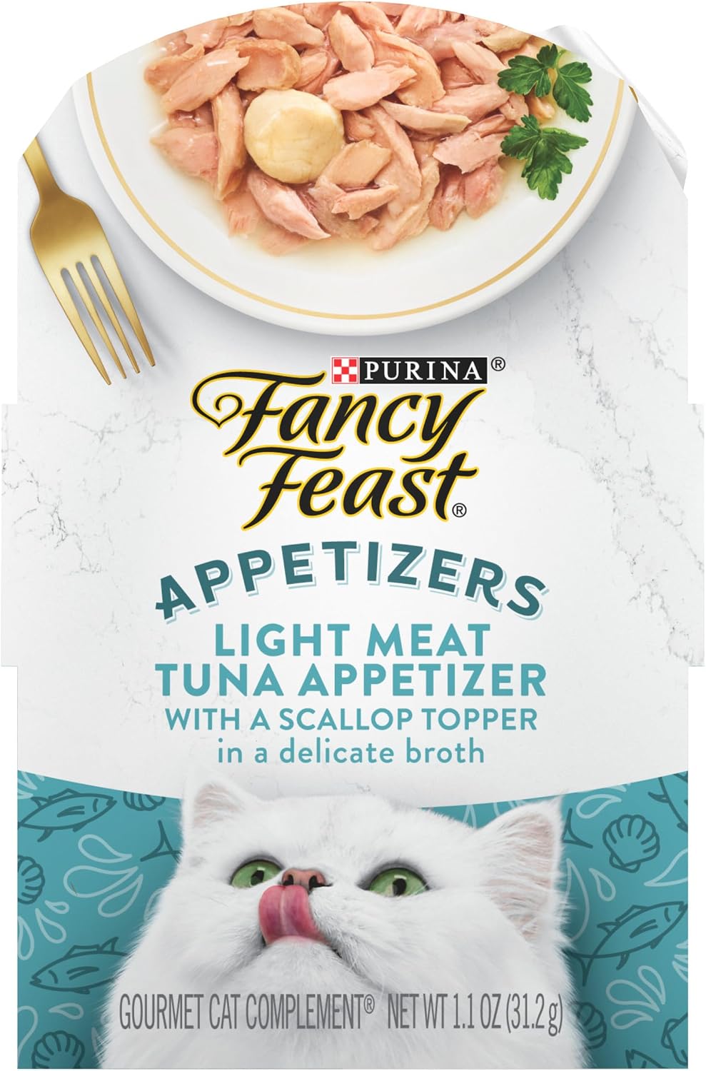 Purina Fancy Feast Appetizers, Tuna with Scallop Topper, 1.1 oz, 10-Pack