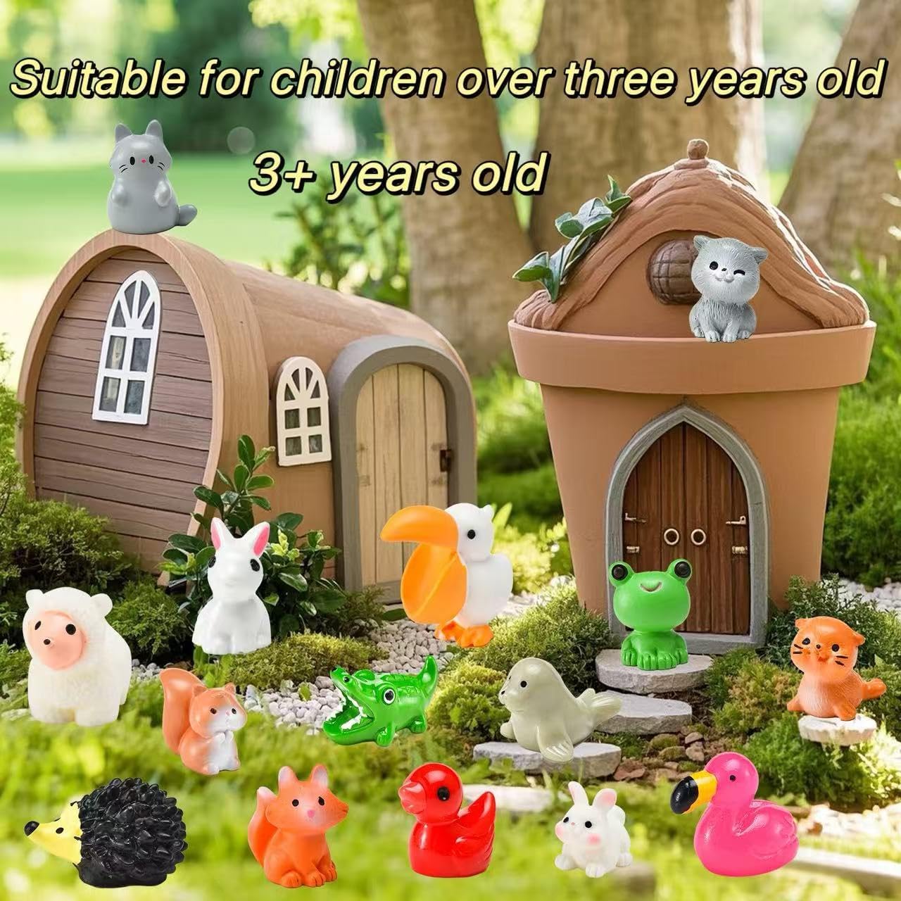 50 Pcs Mini Resin Animal Tiny Resin Animals Figurines Bulk Miniature Little to Hide Small Animal Figures Bulk for Micro Fairy Party Favors Garden Landscape Accessories Dollhouse Crafts Decor