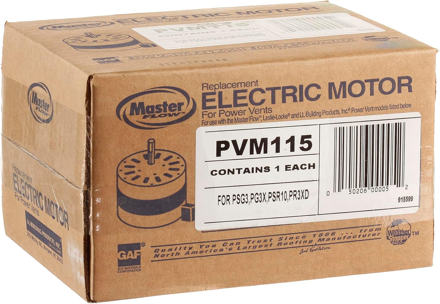 Master Flow Replacement Power Vent Motor for PR3, and PG3 Series Vents - Includes Capacitor, Easy Installation, Minimal Tools Needed, No Unit Removal Required - PVM115