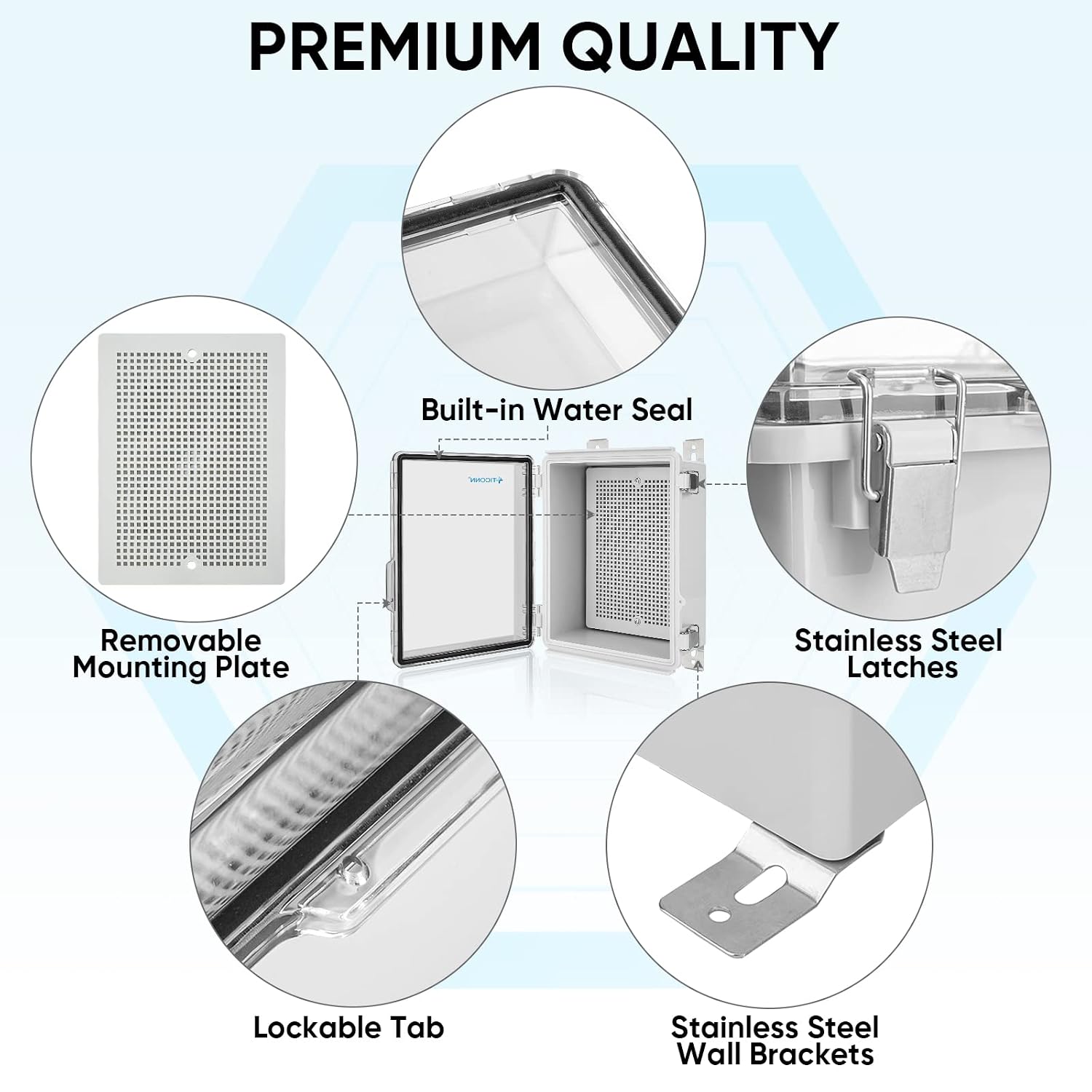 TICONN Outdoor Electrical Box Waterproof, ABS IP67 Junction Box Enclosure