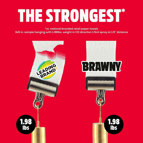 Brawny Tear-A-Square 3-Ply Paper Towels, 6 Double Rolls = 12 Regular Rolls