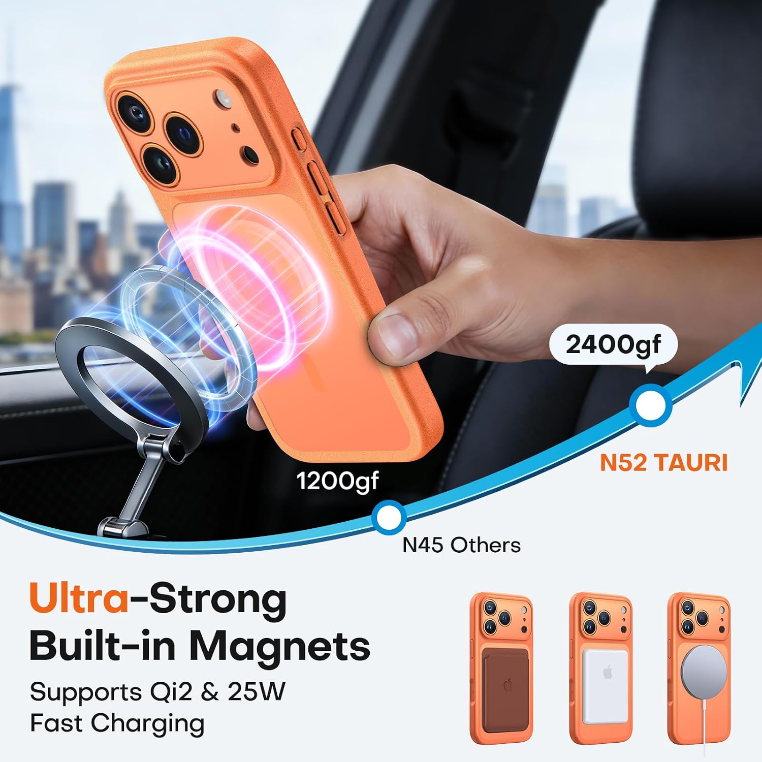 TAURI for iPhone 17 Pro Case, Compatible with MagSafe, Orange