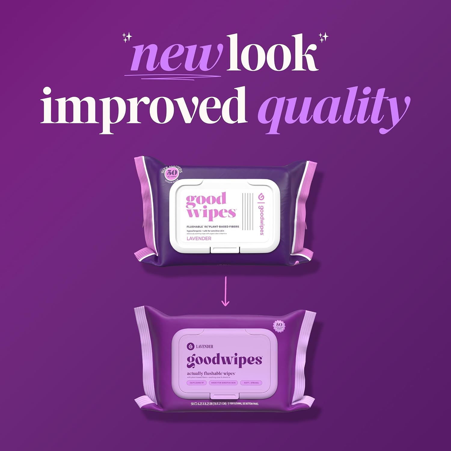 goodwipes Flushable Wipes (6 Pack) (50 Count (Pack of 6), Lavender)