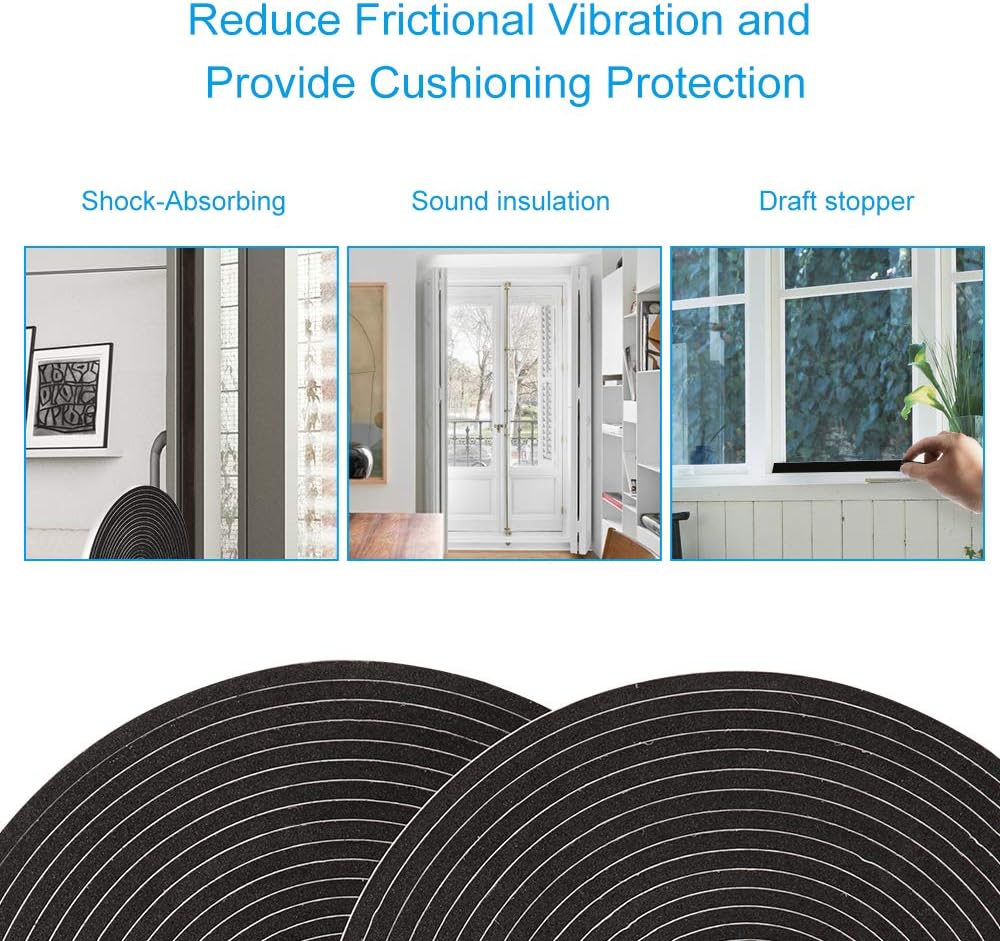 3 Rolls Weather Stripping,1/4 Inch Wide X 1/8 Inch Thick Foam Seal Tape High Density Foam Strip Self Adhesive,Closed Cell Tape Seal Strip,16 Feet Long Each