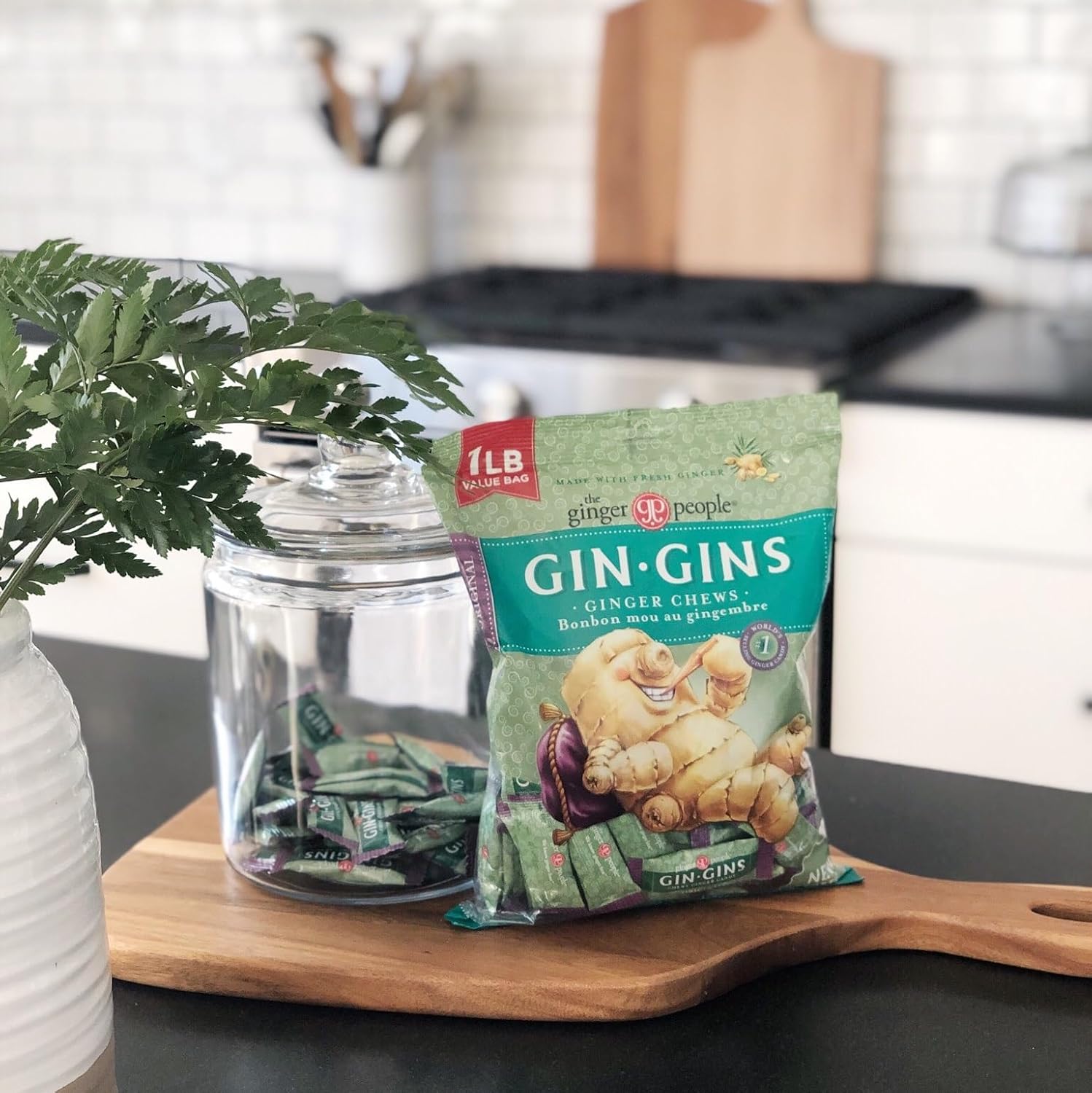 GIN GINS Original Ginger Chews Made w/Fresh Ginger 1lb 1Pk