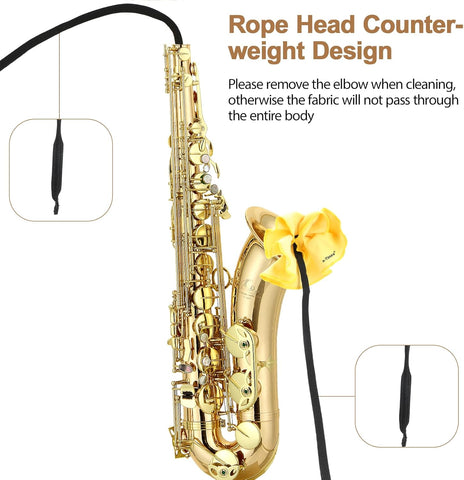 Saxophone Cleaning Cloth Kit, for Alto Tenor Soprano Sax and Other Wind & Woodwind Instruments, Including 1 * Cleaning Cloth and 1 * Mouthpiece Brush