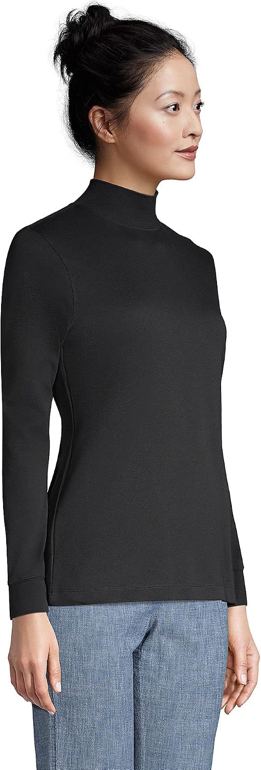 Lands' End Women's Cotton Mock Turtleneck