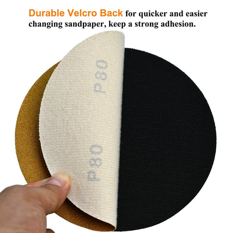 6-Inch No-Hole Hook and Loop Gold Sanding Discs 80-Grit, 100-Pack