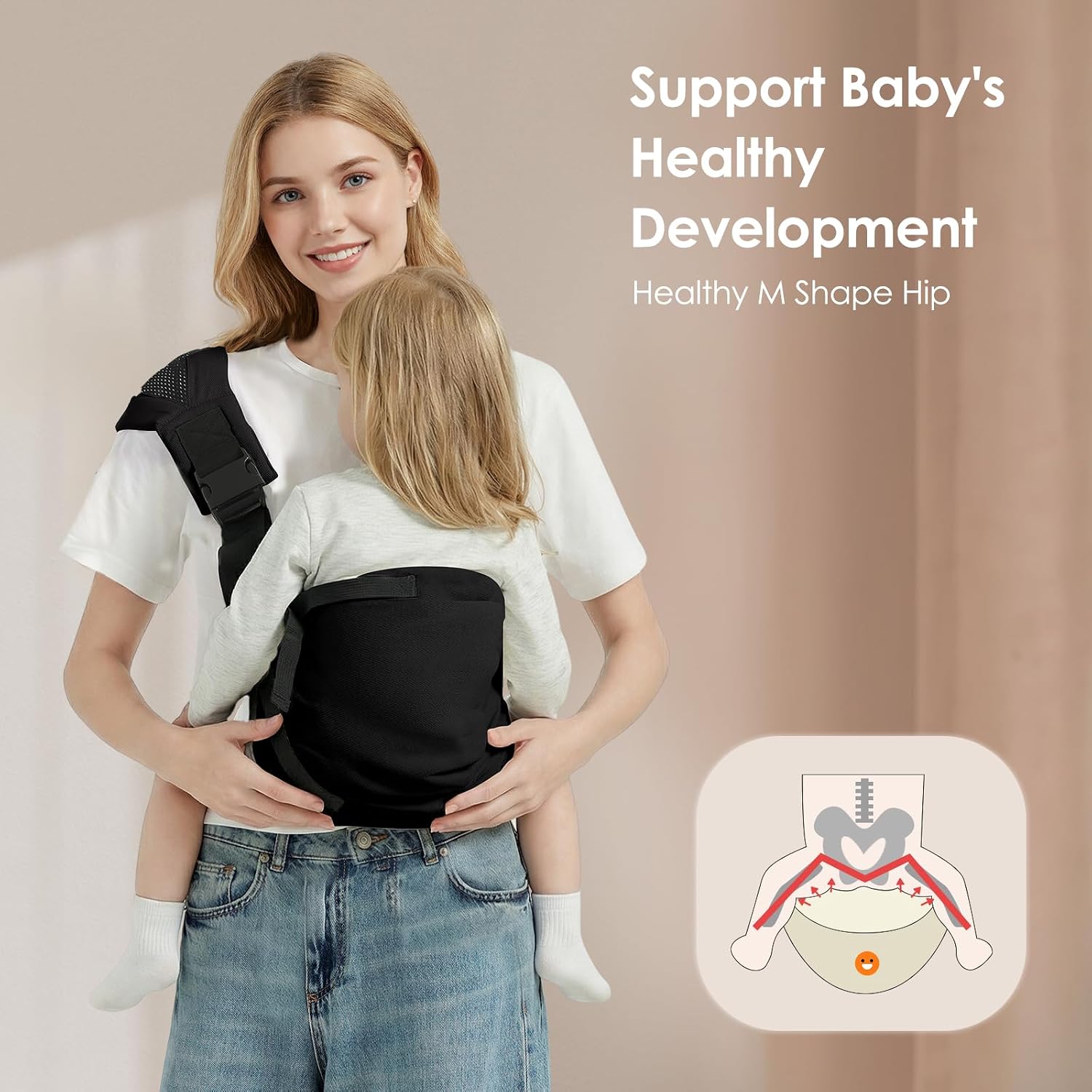 MISSWISDOM Toddler Sling Carrier, Adjustable Baby Carrier Sling 8-40 lbs, Lightweight Toddler Carrier Baby Sling Carrier, Toddler Hip Carriers One Size Fits All, Black