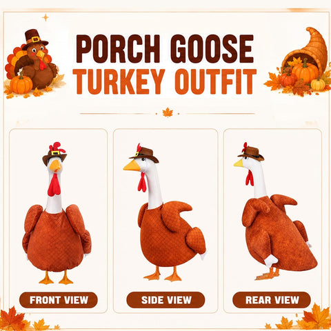 Thanksgiving Porch Goose Outfit Turkey Costume for 23" Goose, Yard Decor