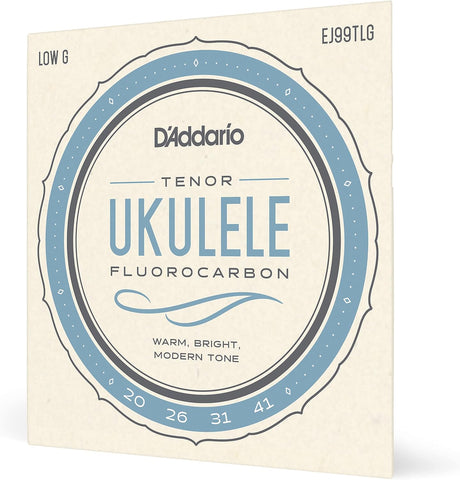 D'Addario Ukulele Strings Fluorocarbon Tenor EJ99TLG Low-G, 4-String Set