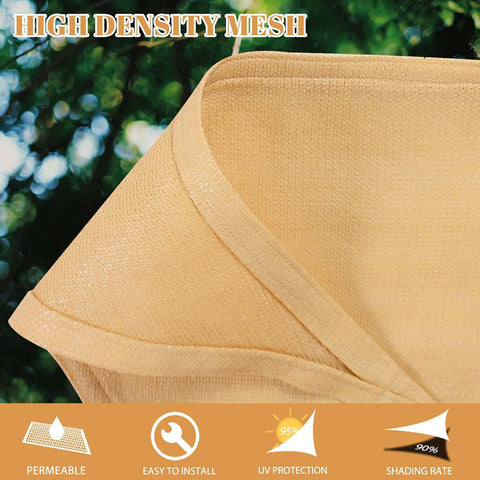 Cool Area Sun Shade Sail, Triangle 18x21x27.7ft, Sand (Custom Size)