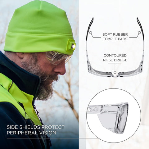 Ergodyne Skullerz SIXTEN Safety Glasses with Side Shields, Anti Fog + Anti Scratch, ANSI z87.1 with Protective Microfiber Bag