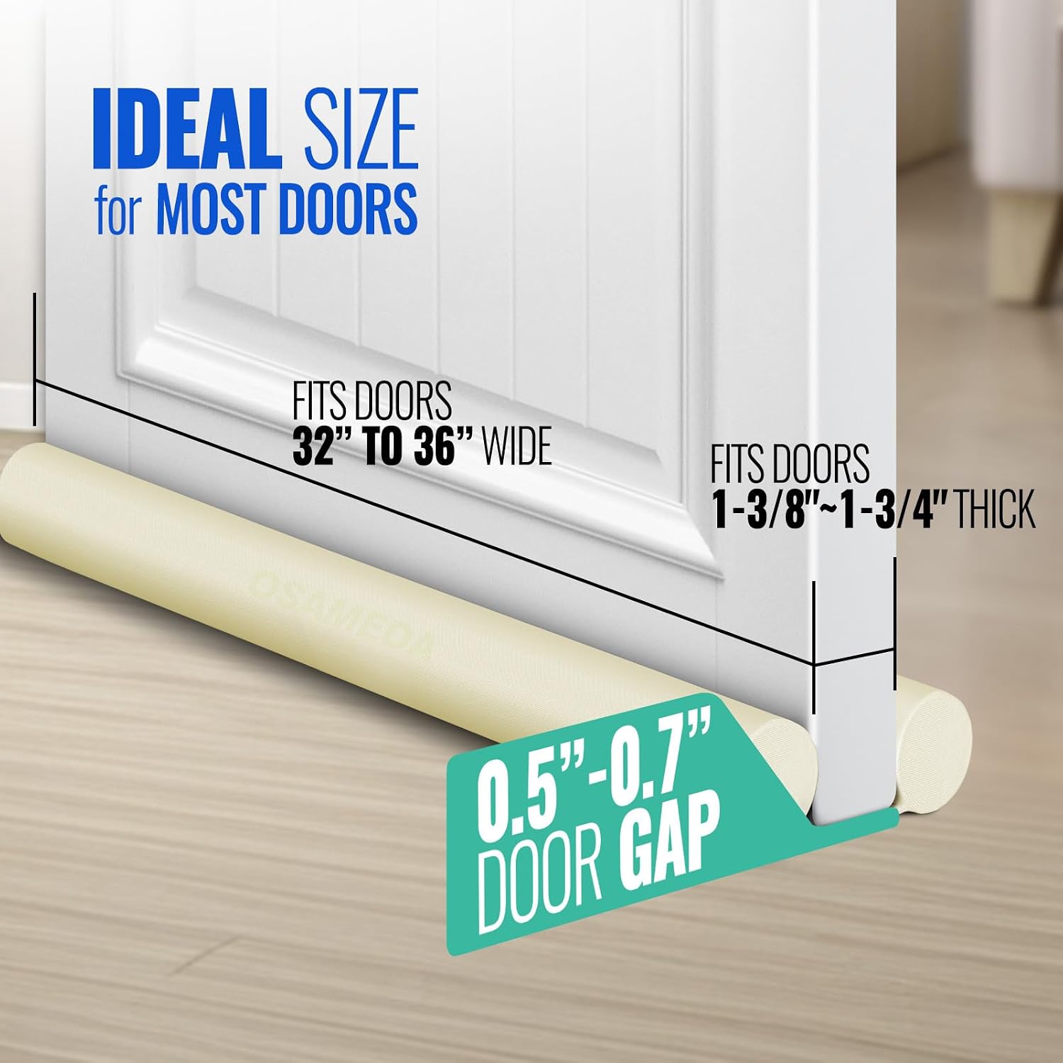 ‌‌OSAMEDA Under Door Draft Stopper Door Sweep Gap Filler Seal 36 Inch Beige