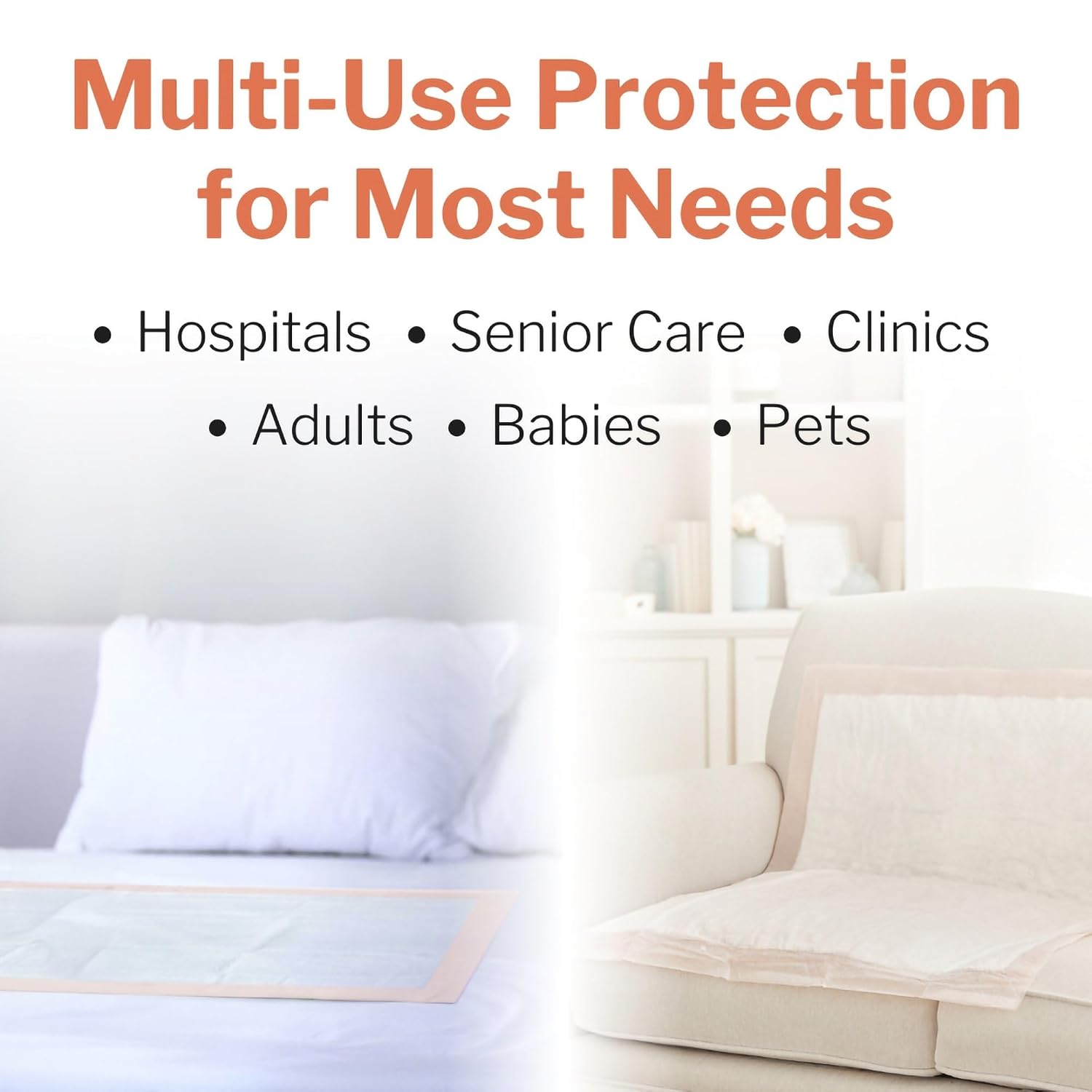McKesson Underpads Bed Pads, Heavy Absorbency, Peach, 36 x 36 in, 100 ct