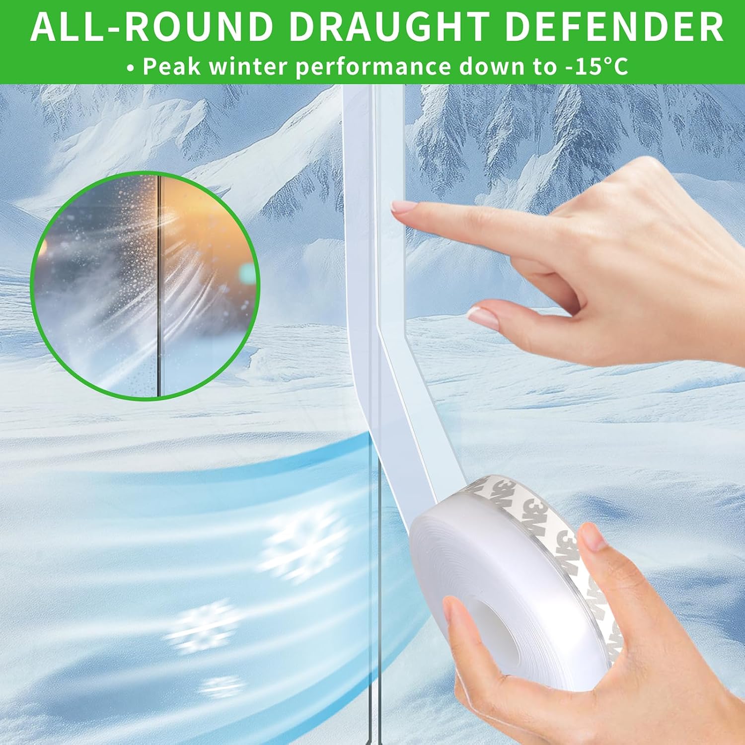 Weather Stripping Door Seal 33ft Extra-Wide Silicone, Strong Adhesive, Seals Large Gaps for Maximum Winter Cold Protection and Weatherproofing, 1.8in Transparent