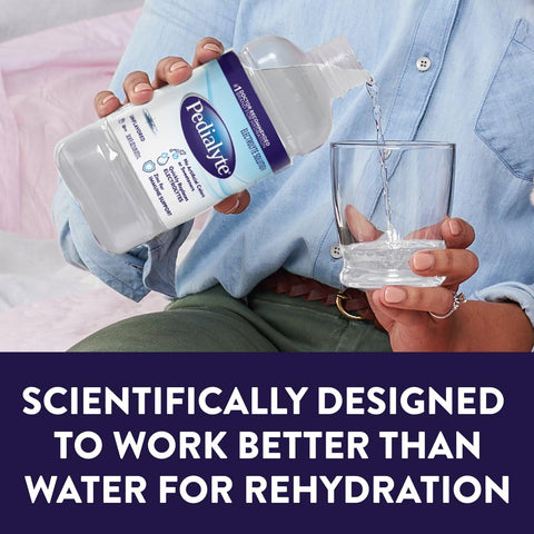 Pedialyte Electrolyte Drink , Hydration Drinks for Kids & Adults, Unflavored, 1 Liter, Pack of 8