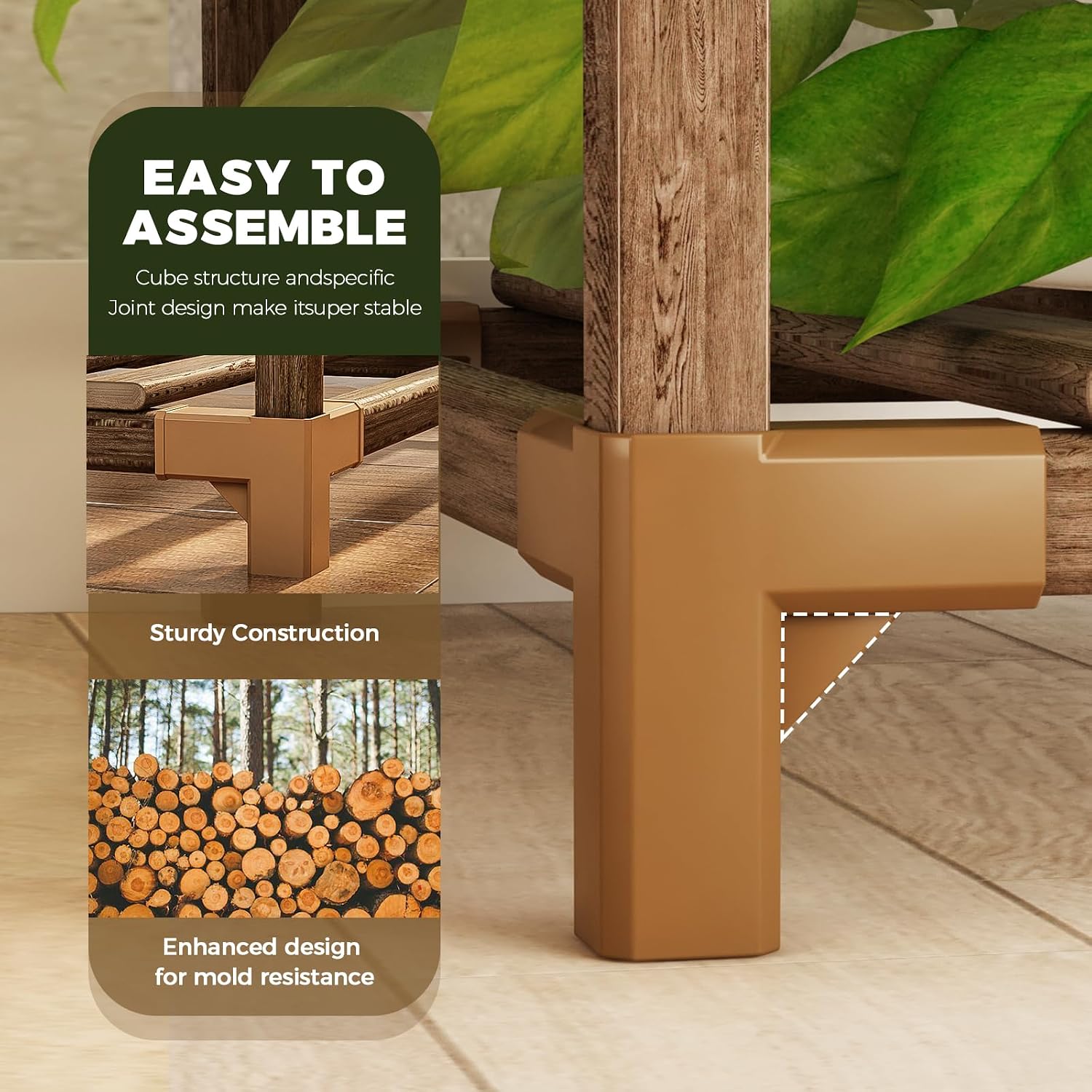Bamworld 55“ Tall Plant Stand Indoor Outdoor Corner Plant Shelves Wood