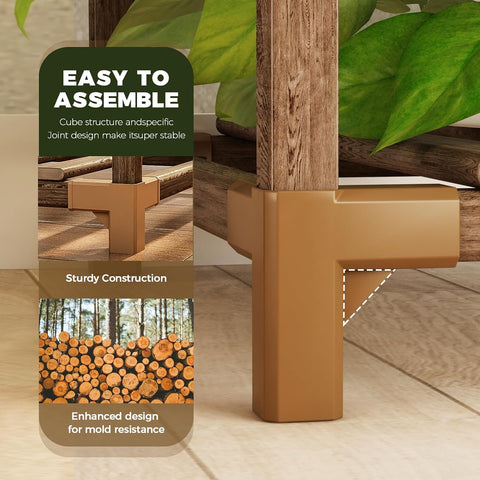 Bamworld 55“ Tall Plant Stand Indoor Outdoor Corner Plant Shelves Wood