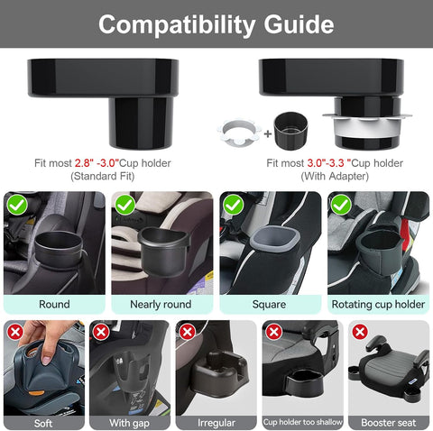 [2 Pack] Car Seat Tray for Kids Toddlers Travel with 3-Inch Cup Holder