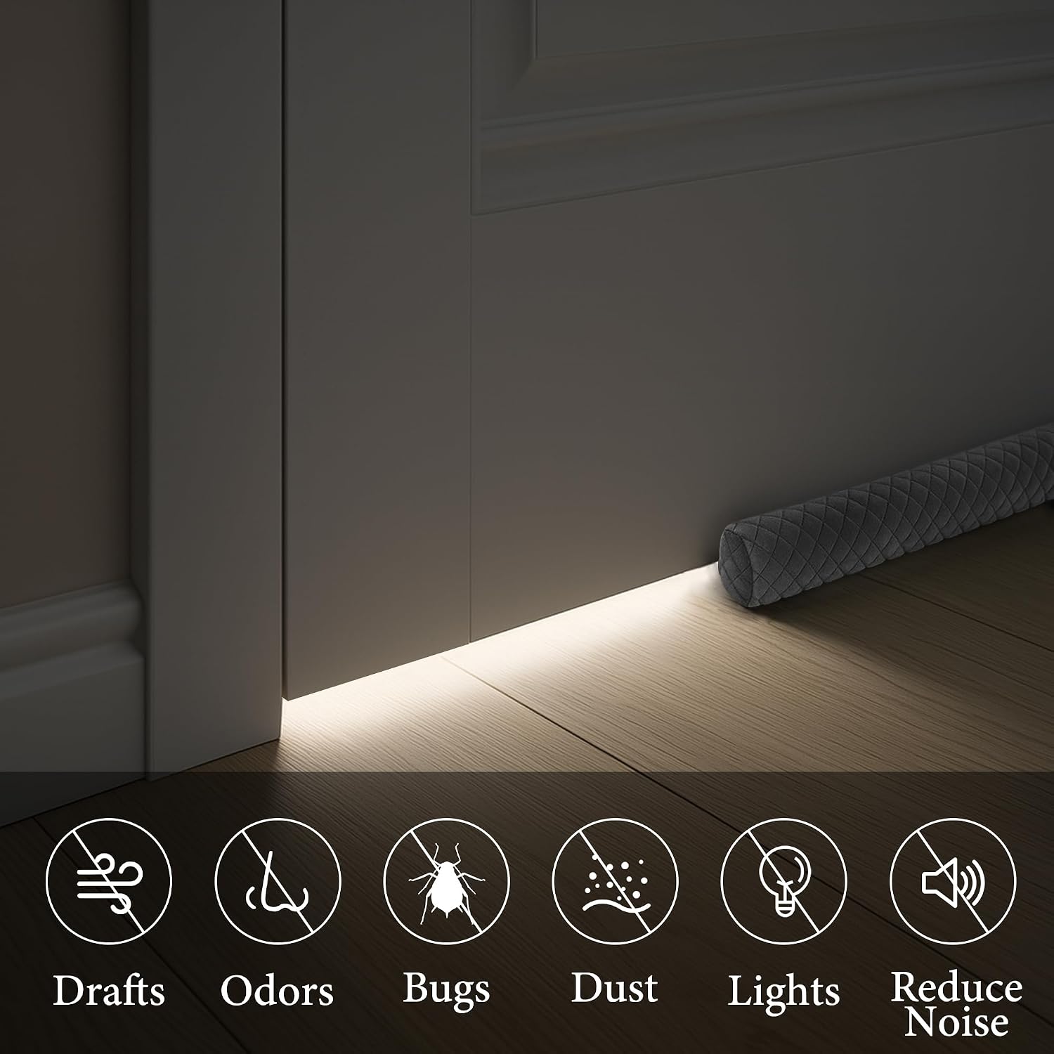 Ciieyuo Velvet Under Door Draft Stoppers, Fits 26'' - 30''