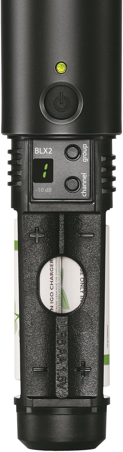 Shure BLX2/PG58 Handheld Wireless Transmitter with PG58 Vocal Mic Capsule - for use with BLX Wireless Microphone Systems (Receiver Sold Separately) | H8 Band