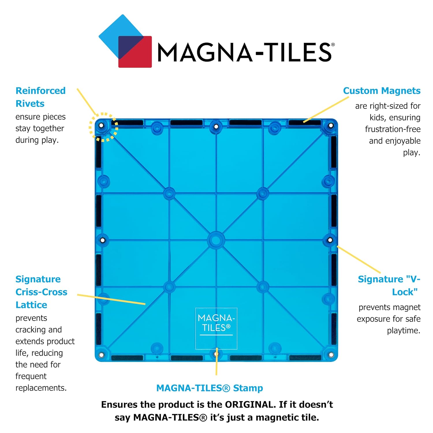 MAGNA-TILES Classic 32-Piece Magnetic Construction Set, The Original Magnetic Building Brand