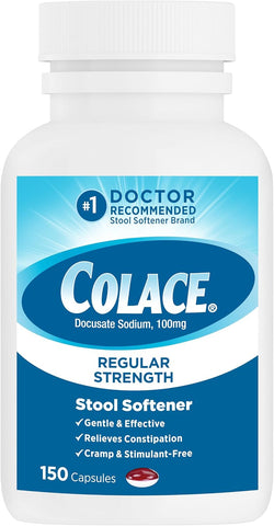 Colace Stool Softener Constipation Relief, 100 mg, 150 Capsules