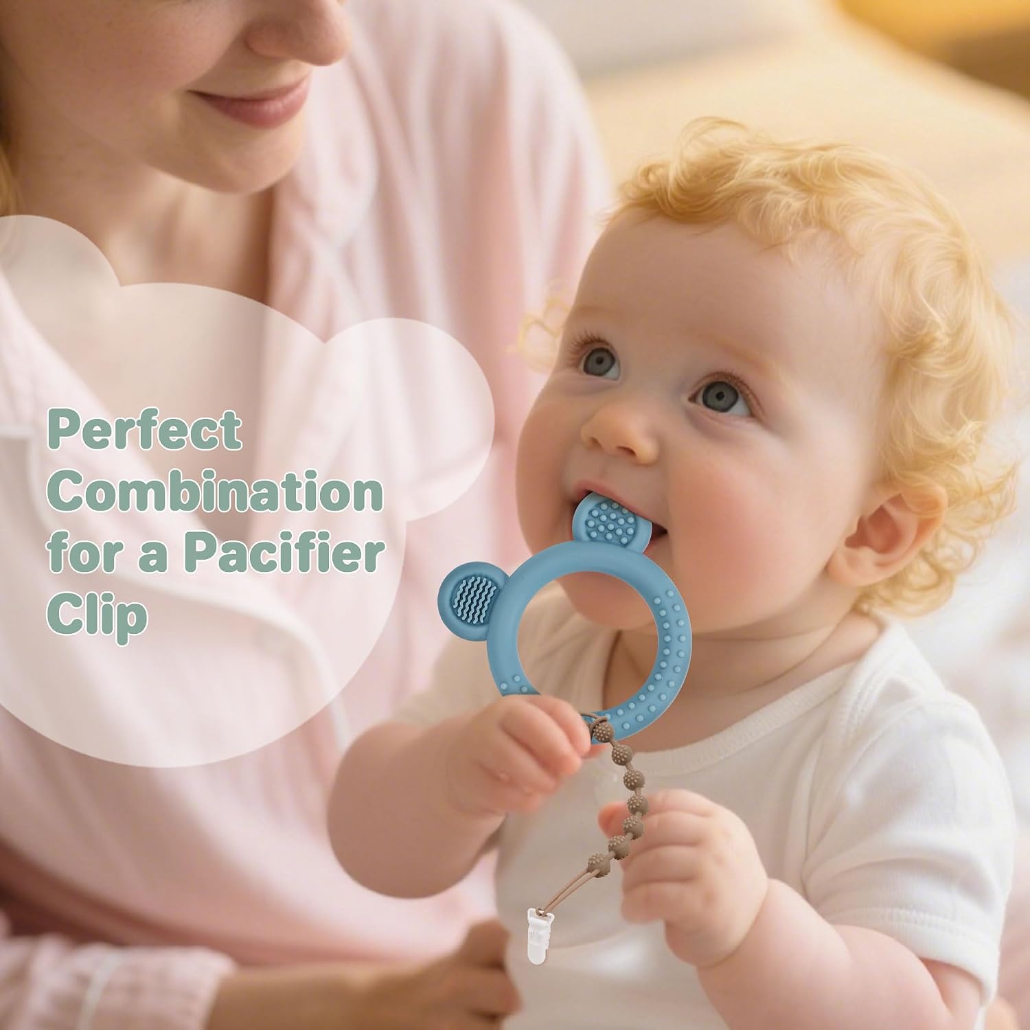 Eascrozn 3 Pack Baby Teething Toys, Silicone Teether Toys 3M+ BPA Free