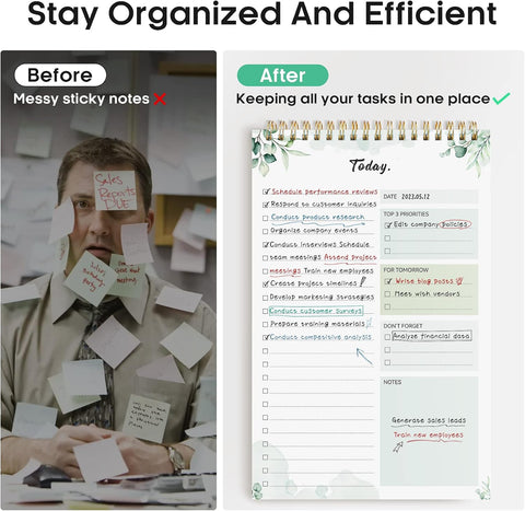 Taja To Do List Notepad, Undated Daily Planner for Work and Goal Setting