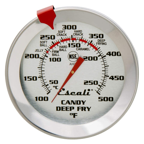 Escali AHC2 Stainless Steel Deep Frying and Candy Thermometer with Pot Clip, 12-Inch Probe with Candy Temperature Zones, NSF Certified