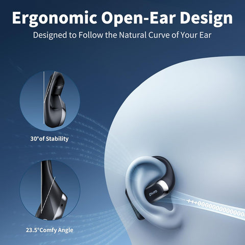 OHAYO Open Ear Headphones,Over Ear Earbuds with Ergonomic Earhook,Bluetooth Headphones 5.4 with Smart Digital Display,40H Playtime,IPX6 Waterproof,Touch Control Operate Fit Cycling,Running,Workout