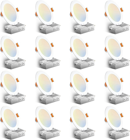 Amico 16 Pack 6 Inch 5CCT Ultra-Thin LED Recessed Ceiling Light