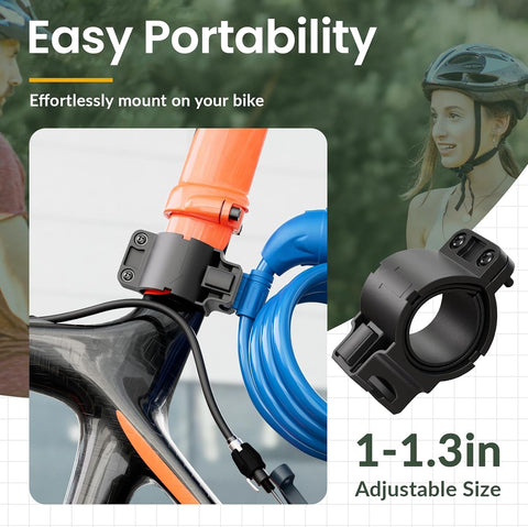 Titanker Bike Lock, Bicycle Lock 4 Feet Cable Lock 1/2 Inch Resettable Bike Lock Combination with Mounting Bracket, Bike Accessories for Bicycle, Electric Scooter, Motorcycle