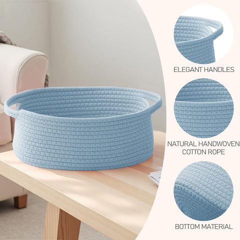 JMvicyroam Small Woven Basket, Empty Gift Basket, Blue/1 Pack