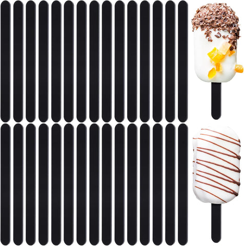 30 Pcs Reusable Acrylic Cakesicle Sticks, 4.5 Inches, Black
