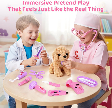 Meland Doctor Kit with Puppy for Kids, Pretend Play Toy Gift for Ages 3–6
