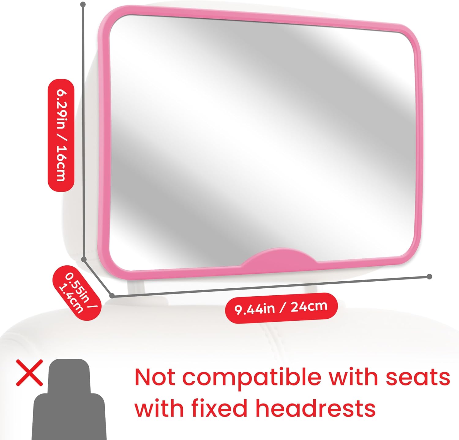 Baby Car Mirror, Safety Car Seat Mirror for Rear Facing Infant Pink