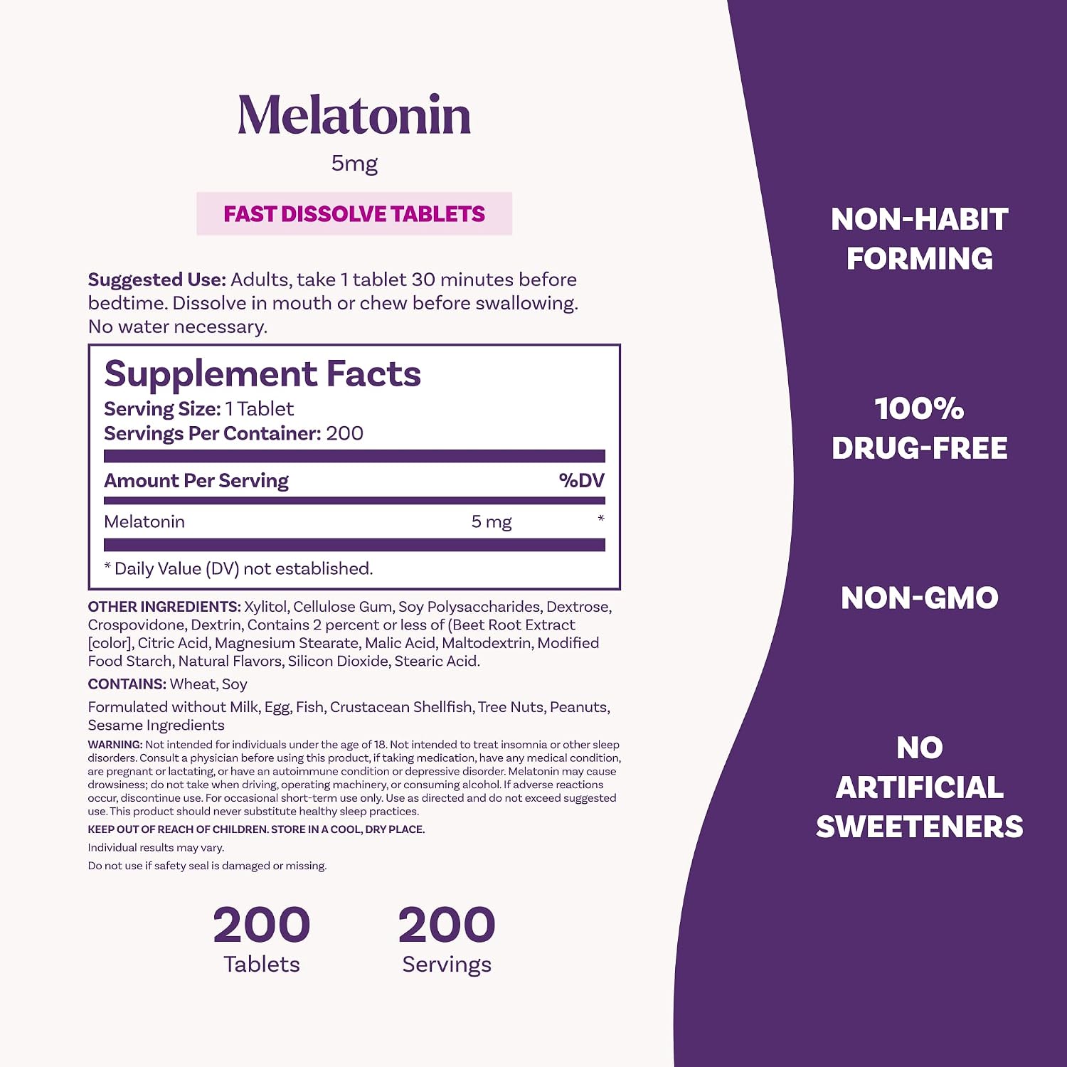 Natrol Melatonin 5 mg Fast Dissolve Tablets, Strawberry, 200 Count