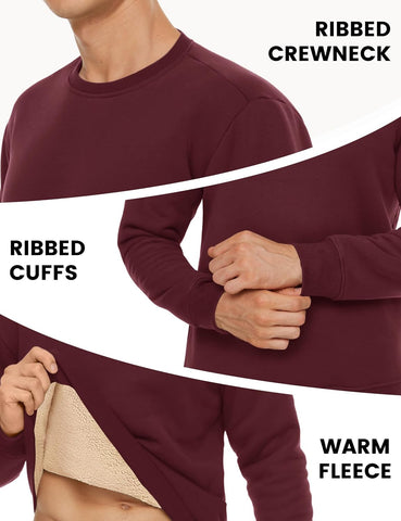 TACVASEN Men's Crewneck Sweatshirt Warm Sherpa Lined Thermal Sweatshirts Heavyweight Long Sleeve Winter Fleece Pullover Shirt