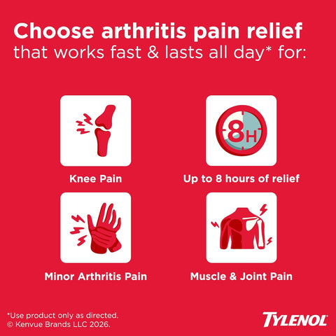 Tylenol 8-Hour Extended Release Caplets, 650 mg Acetaminophen, 100 Ct