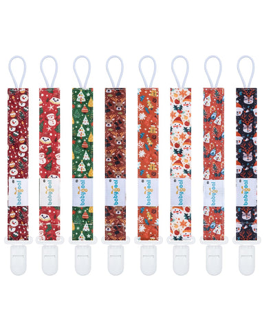 babygoal Baby Christmas Pacifier Clips 8 Pack, Pacifier Holder Clips Fits for Most Pacifier and Binkies 8PS38-B