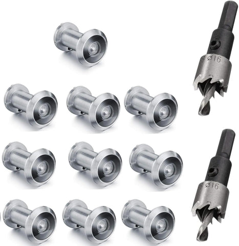 TOGU 10PCS of 220-degree Solid Brass Peep Holes for Door with 16mm Drill Bit, 0.63 inch Door Peephole with Privacy, Compatible with Door Thick from 1-3/8" to 2-1/6", Antique Bronze Finish