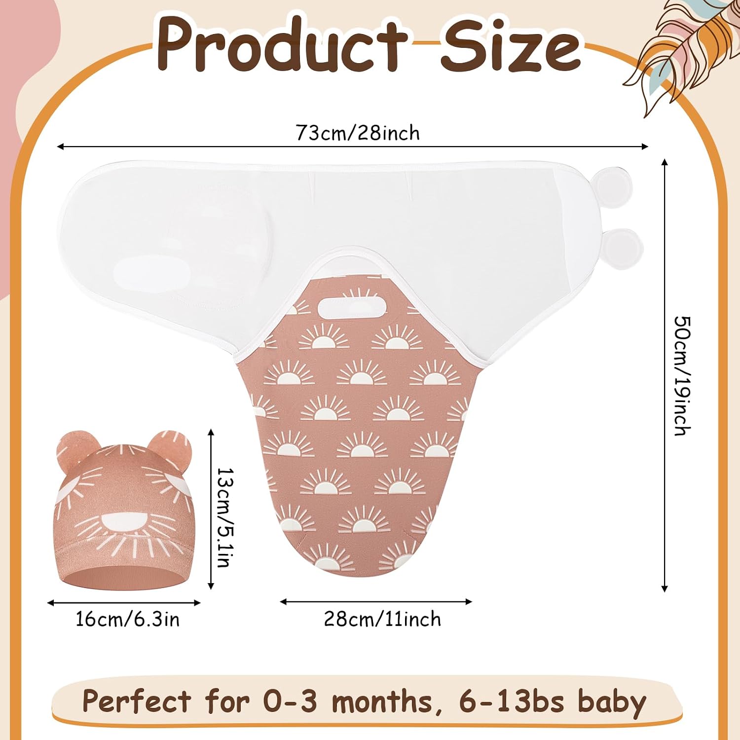 Ramede 6 Pack Baby Swaddle Blankets with Hats,Boho,Khaki