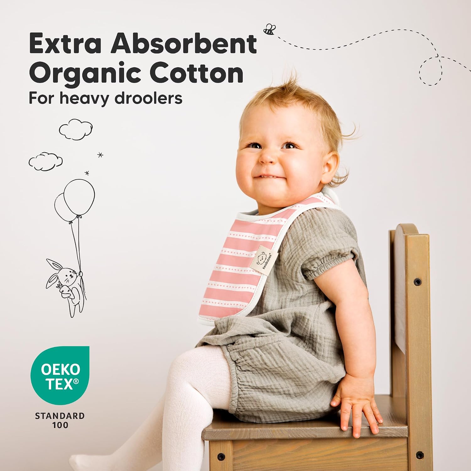 KeaBabies 8-Pack Organic Baby Bibs for Drooling and Teething (Sweet Charm)