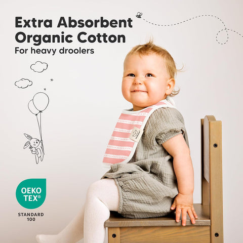 KeaBabies 8-Pack Organic Baby Bibs for Drooling and Teething (Sweet Charm)