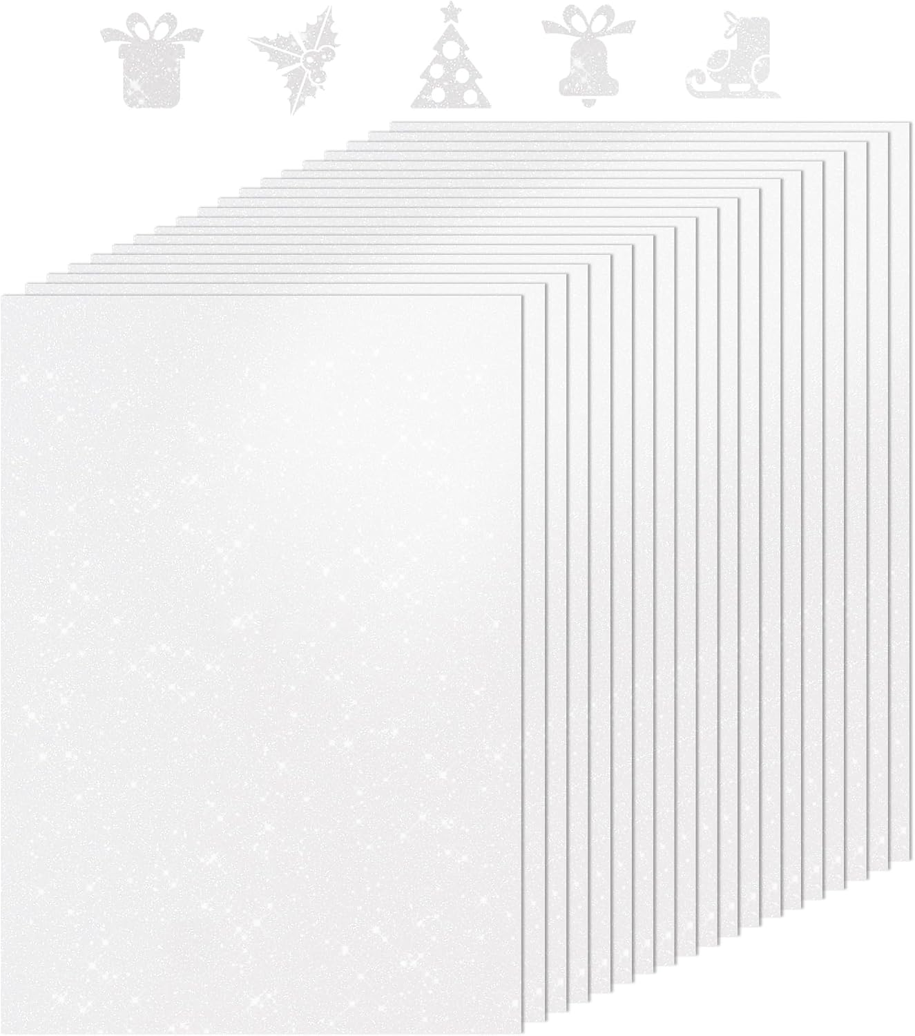 BEISHIDA A4 8.5 x 11 inch Glitter Cardstock, White Glitter Paper for Crafts, 250GSM Premium Sparkly Paper for Cricut,Scrapbook,Card Making,DIY Art Projects and Party Decorations(20 Sheets)