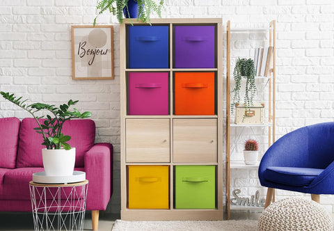 Sorbus 6-Pack Fabric Storage Cubes (13 Inch, Bright Rainbow)