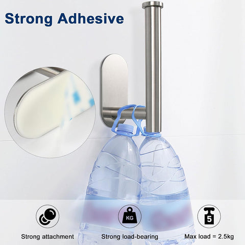 NearMoon Toilet Paper Holder Self Adhesive, Premium Thicken SUS304 Stainless Steel Rustproof Adhesive Toilet Roll Holder no Drilling for Bathroom, Kitchen, Washroom (4 Pack, Brushed Nickel)